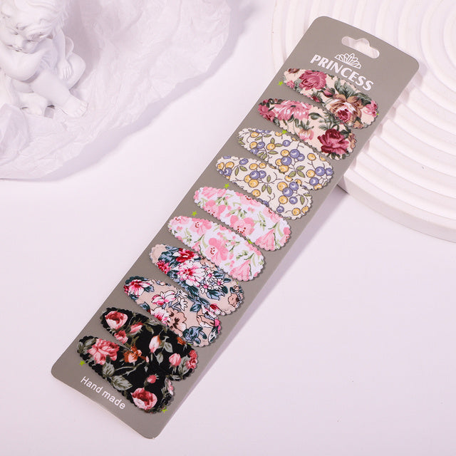 Women's Fashion Embroidered Print Teardrop Hair Clip