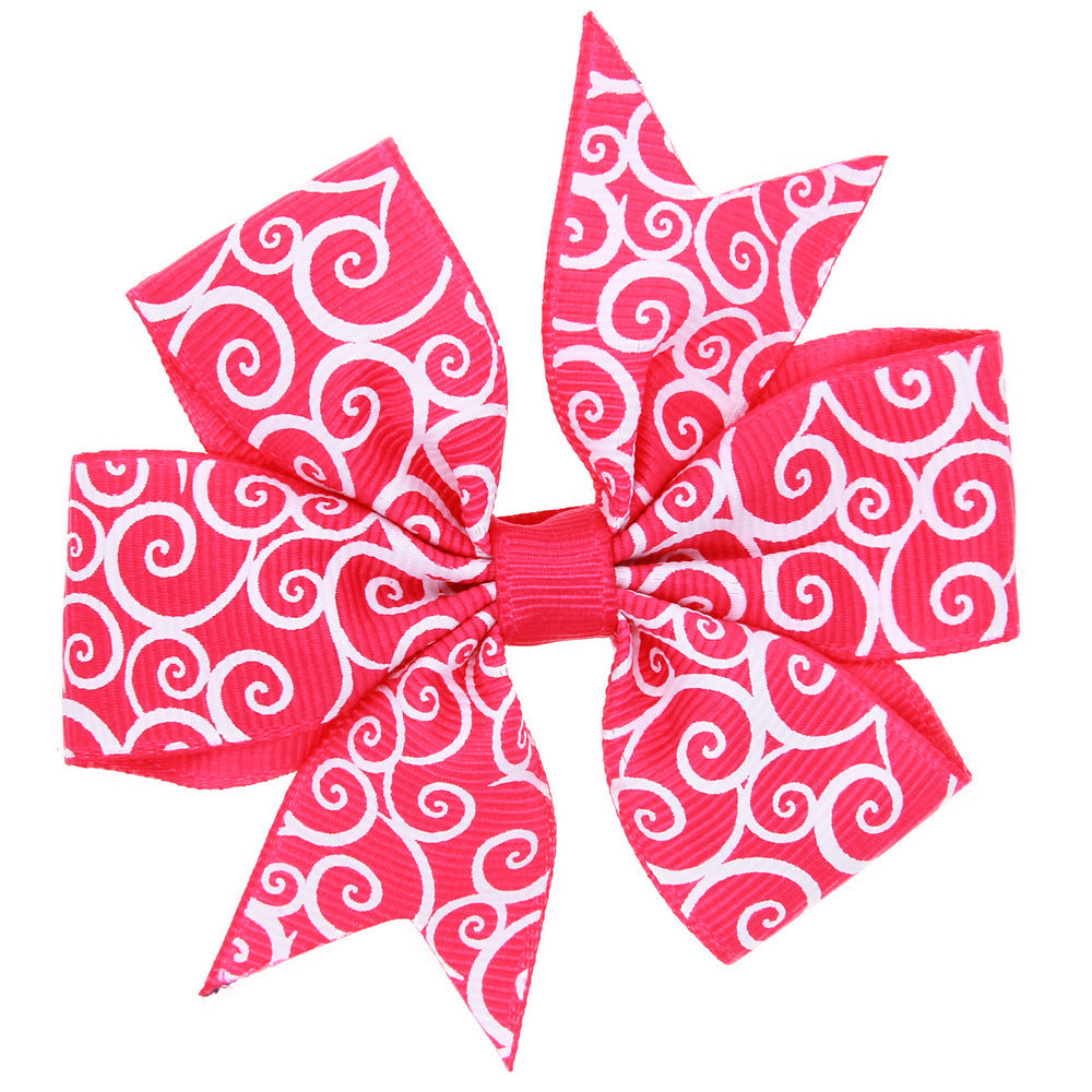 Children's Auspicious Cloud Print Swallowtail Bow Hair Clip