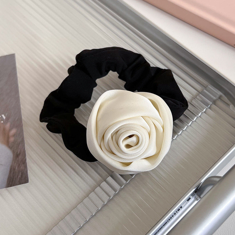 Handmade Satin Rose Hair Ring Headdress High Elasticity