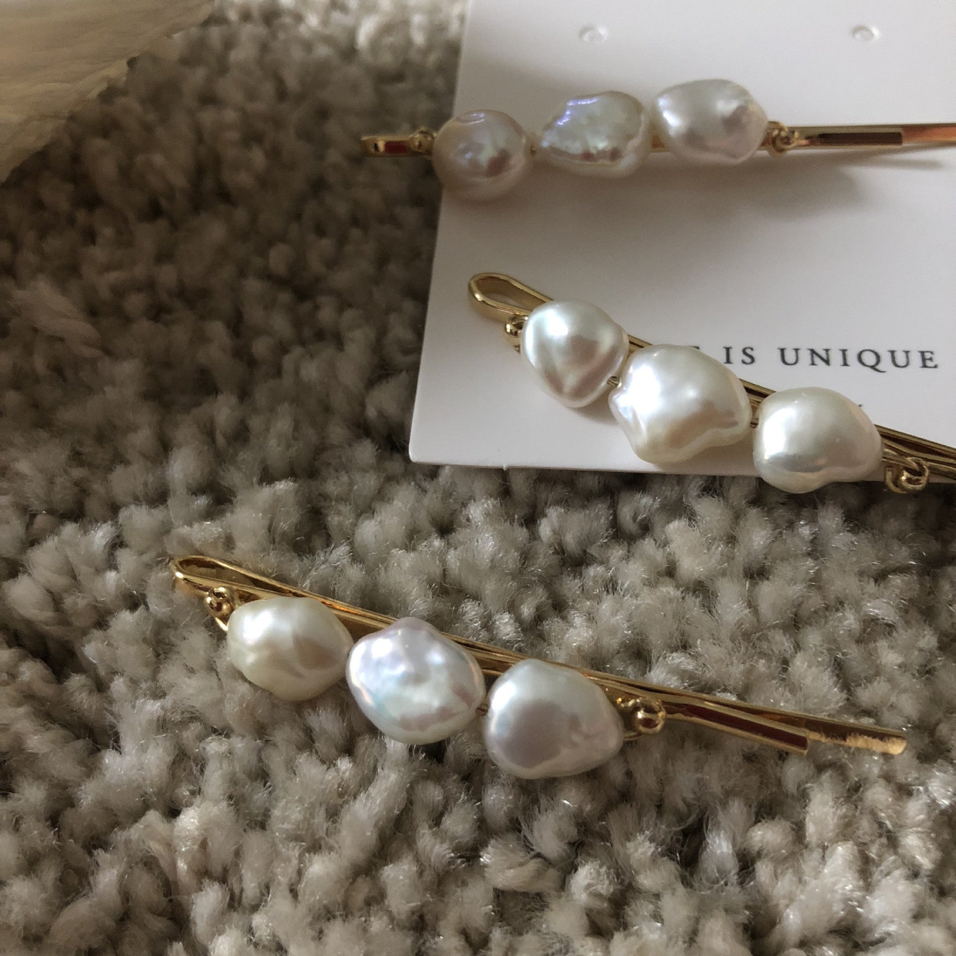 Handmade Natural Fresh Water Baroque Pearl Barrettes