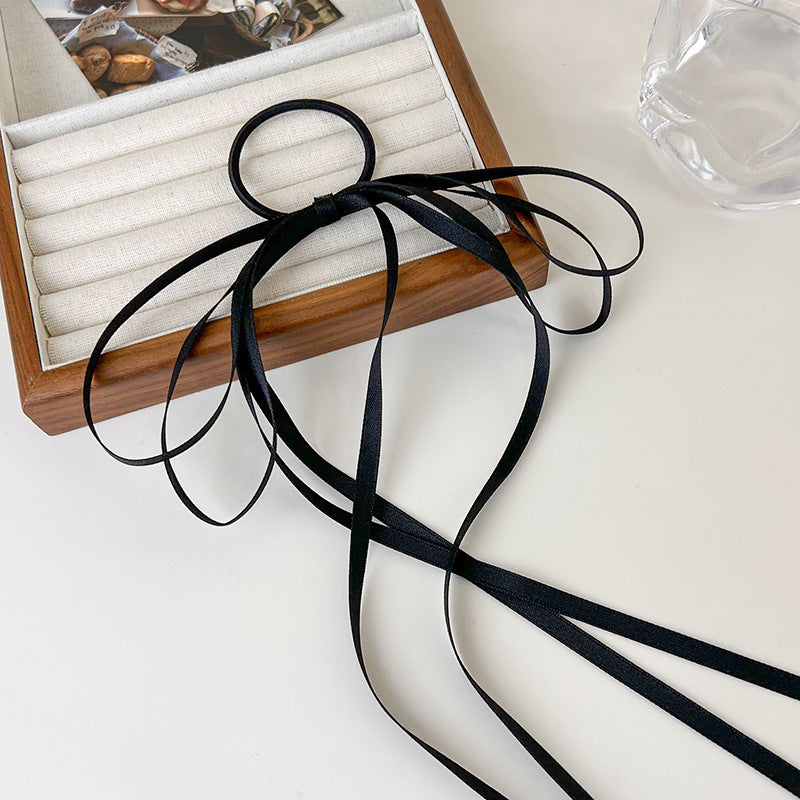 Simple Color Bow Headband Hair Band Tassel Hair Ring