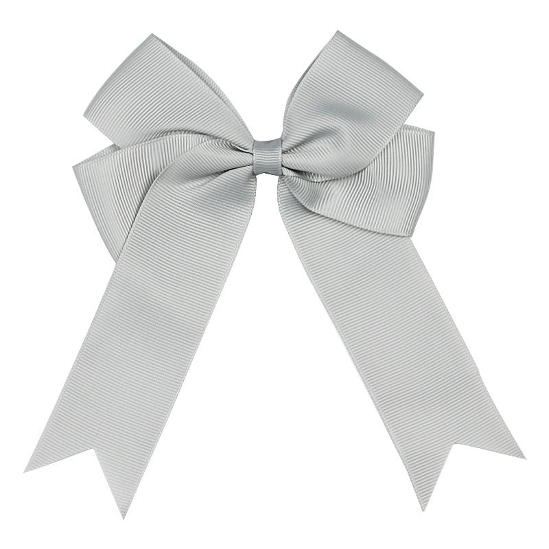 Handmade Long Floating Tail Solid Color Bow Children Barrettes