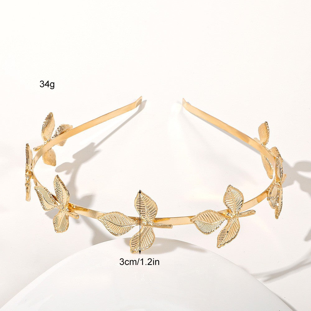 Metal Leaves Headband Bride Hair Clip Headdress
