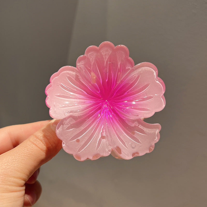 Gradient Color Curly Heart Flower Barrettes Large Headdress